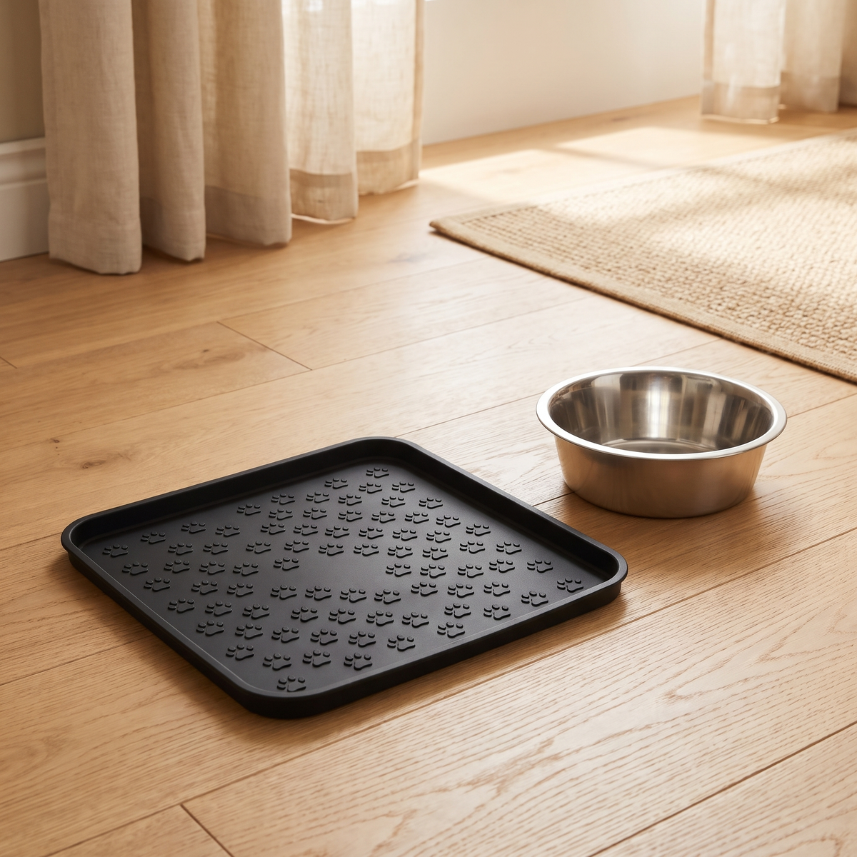 Silicone Pet Bowl Mat with Raised Edge