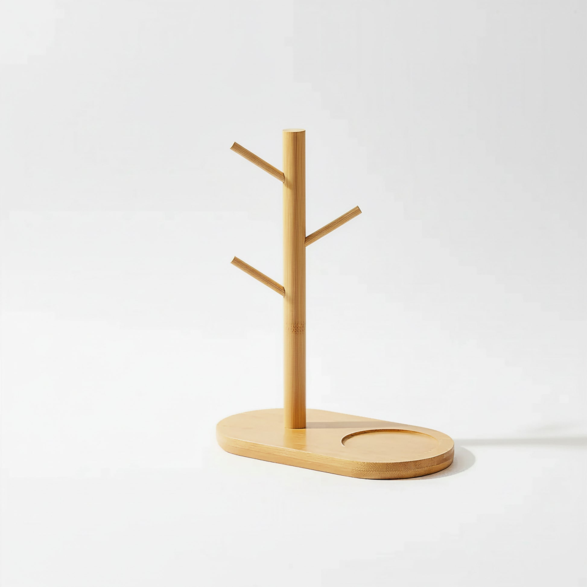 Bamboo mug holder on a white background, shown as the selected variant.