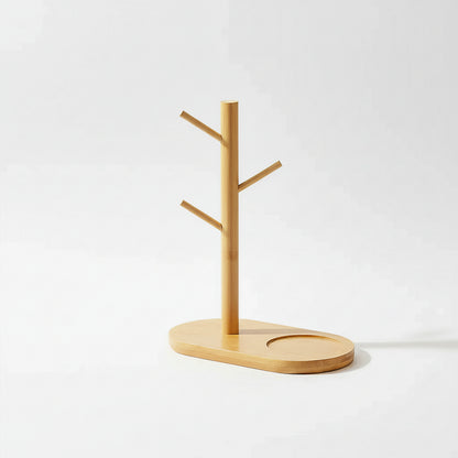 Bamboo mug holder on a white background, shown as the selected variant.