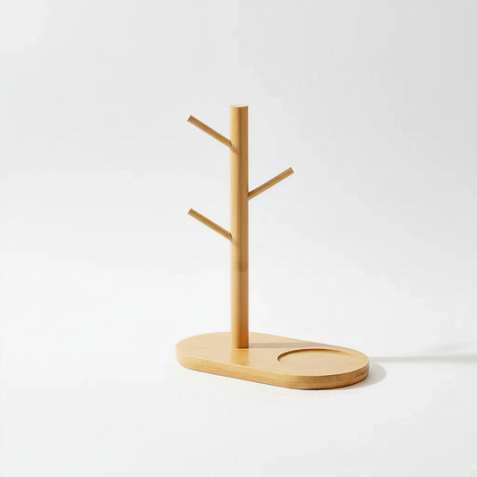 Bamboo mug holder on a white background, shown as the selected variant.