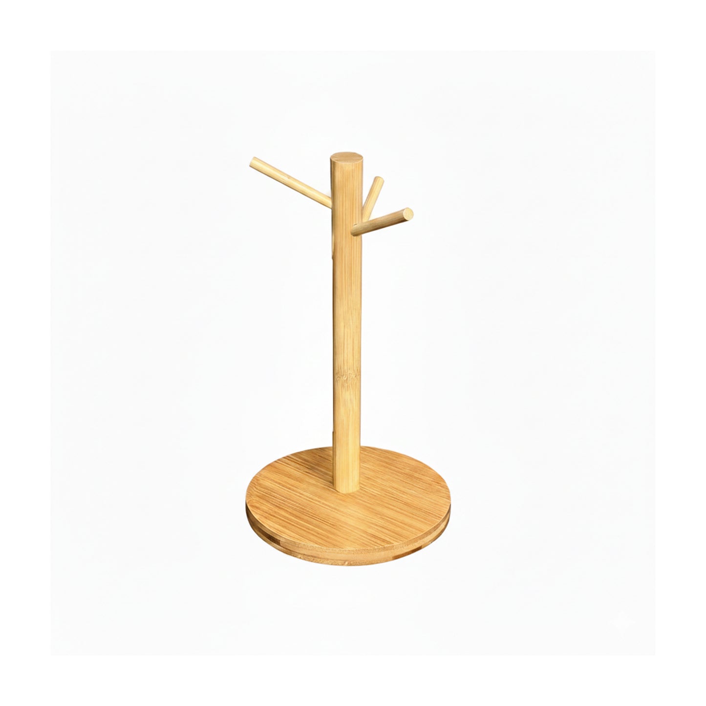 Mug Holder — Bamboo Mug Tree with Hooks (Countertop Cup Holder)