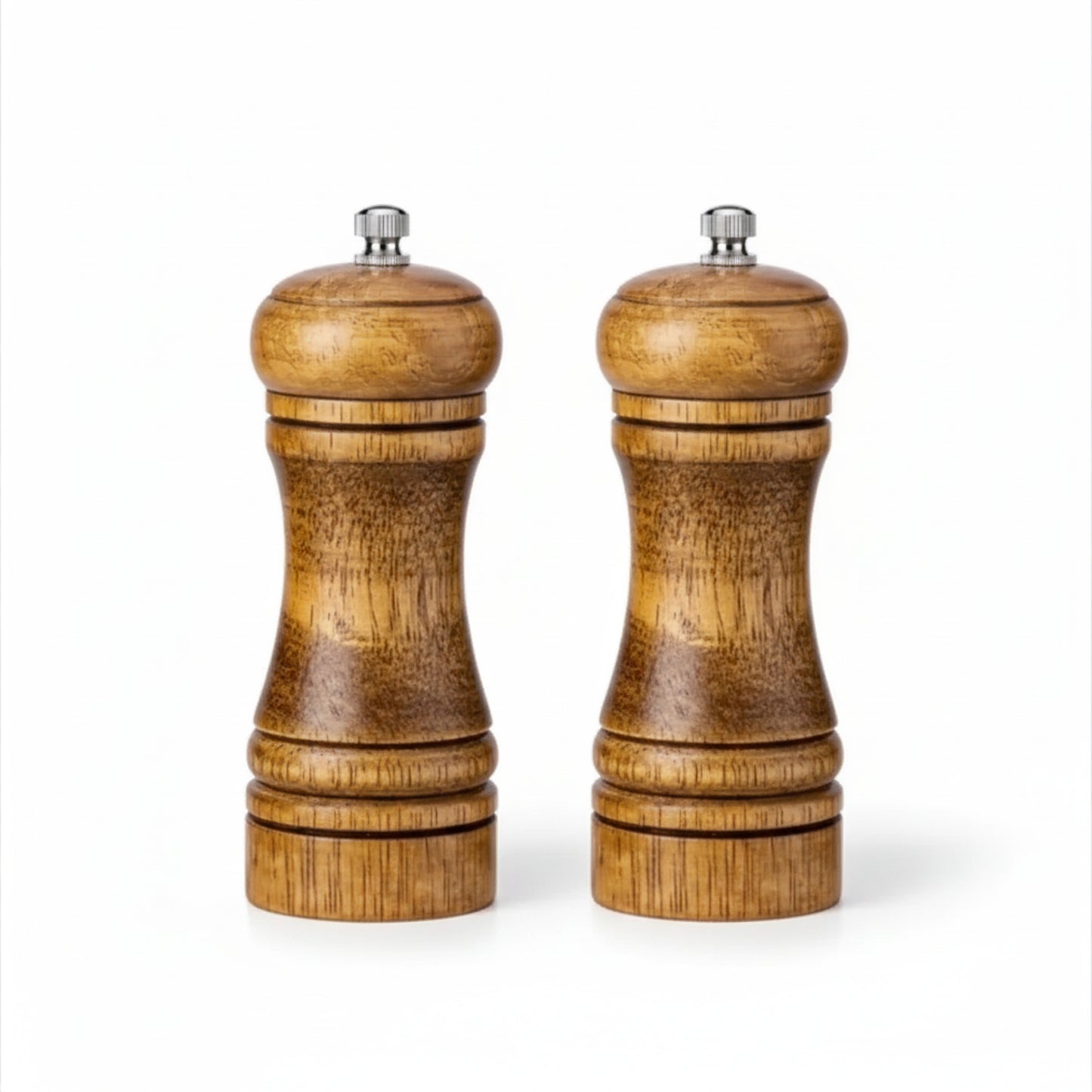 Wooden Salt and Pepper Grinder Set — Refillable Mills with Adjustable Ceramic Core