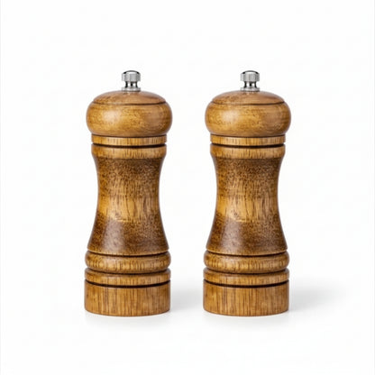 Wooden Salt and Pepper Grinder Set — Refillable Mills with Adjustable Ceramic Core