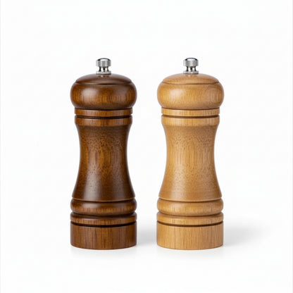 Wooden Salt and Pepper Grinder Set — Refillable Mills with Adjustable Ceramic Core