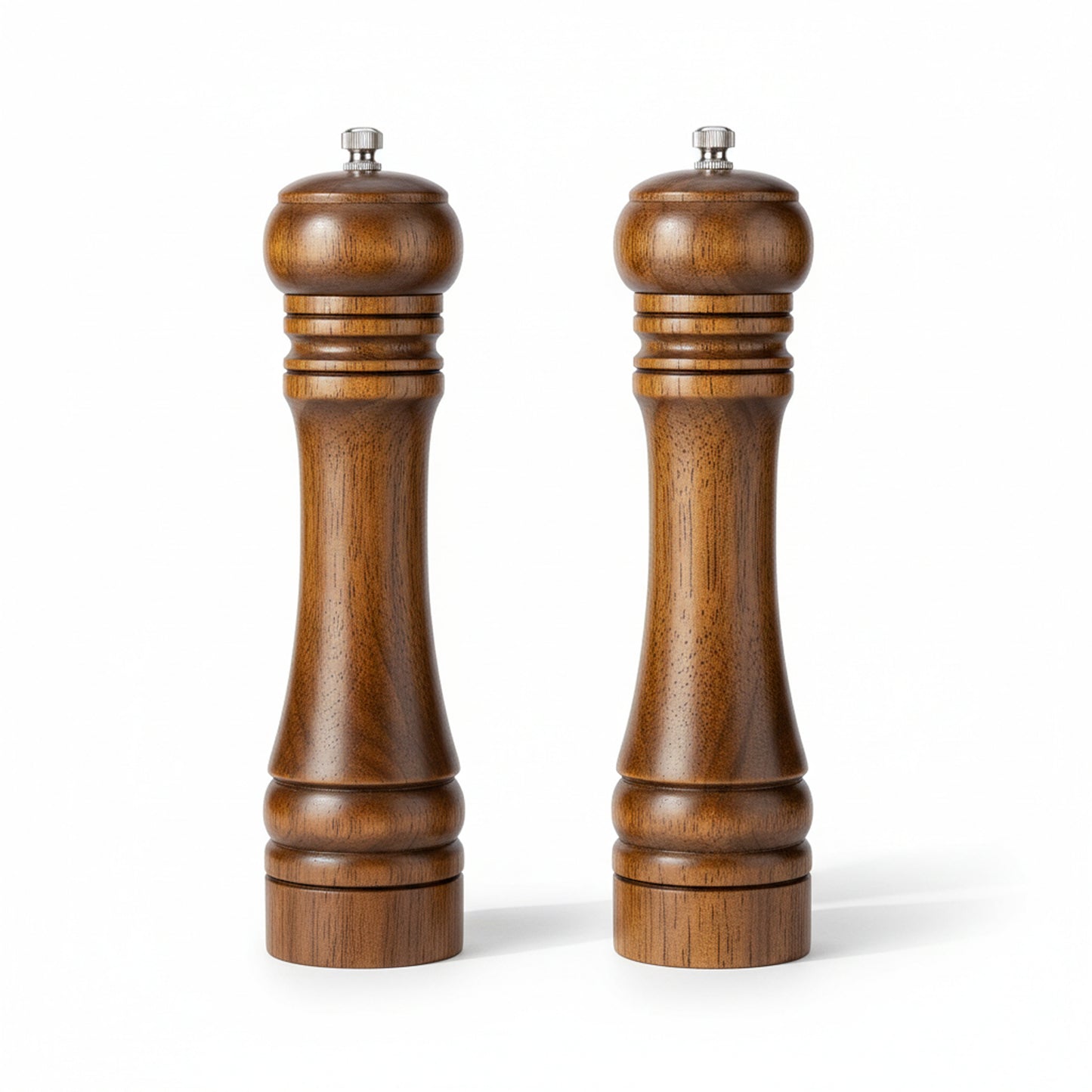 Wooden Salt and Pepper Grinder Set — Refillable Mills with Adjustable Ceramic Core