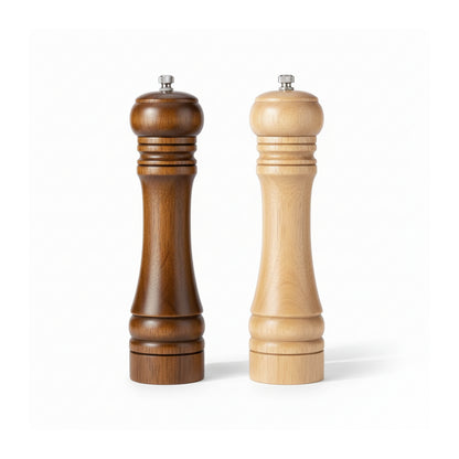 Wooden Salt and Pepper Grinder Set — Refillable Mills with Adjustable Ceramic Core