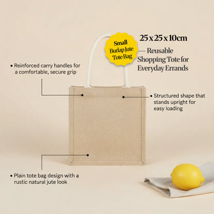 Eco-Friendly Burlap Jute Tote Bag Shopping — Reusable Market Tote (Small / Medium / Large)