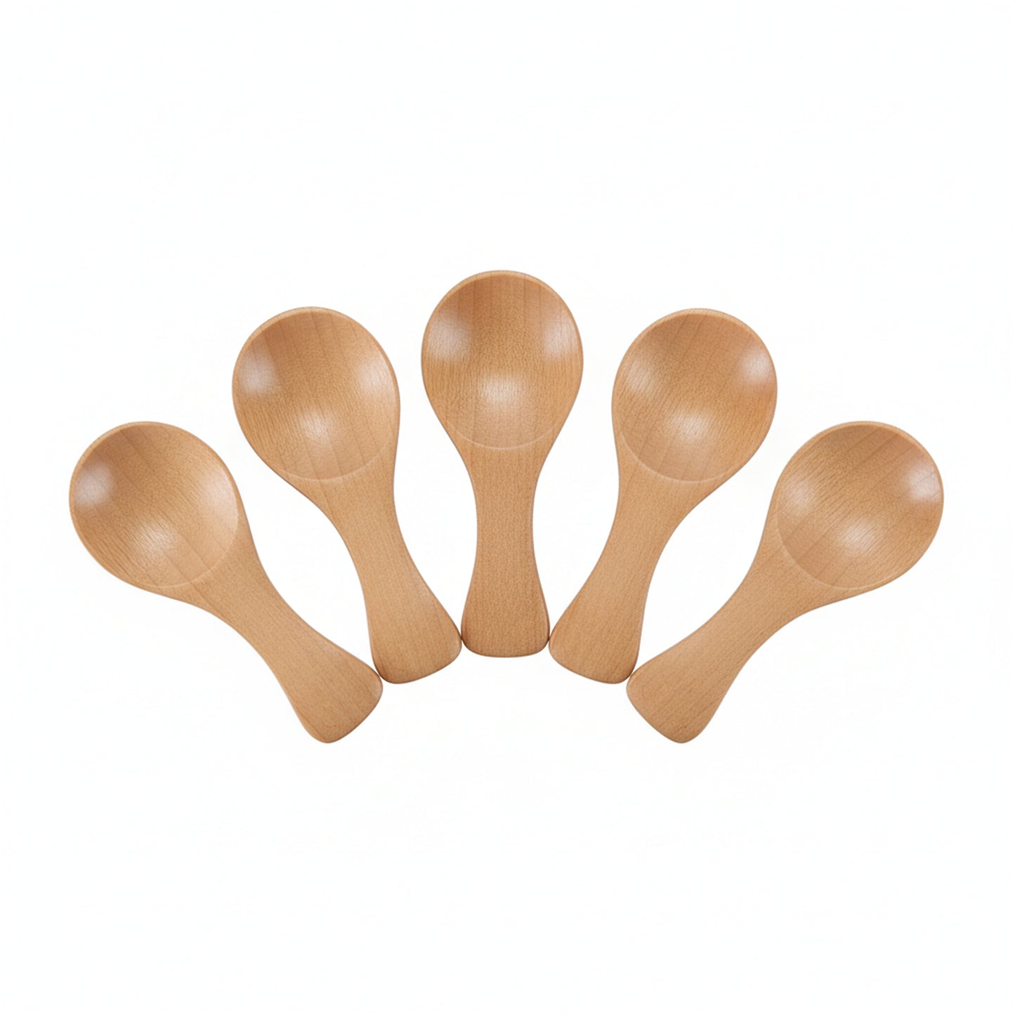 5Pcs Mini Wooden Spice Spoon Set – Schima Superba Wood Short-Handle Scoops for Salt, Sugar, Coffee & Tea Jars (Natural Wood or Dark Brown)