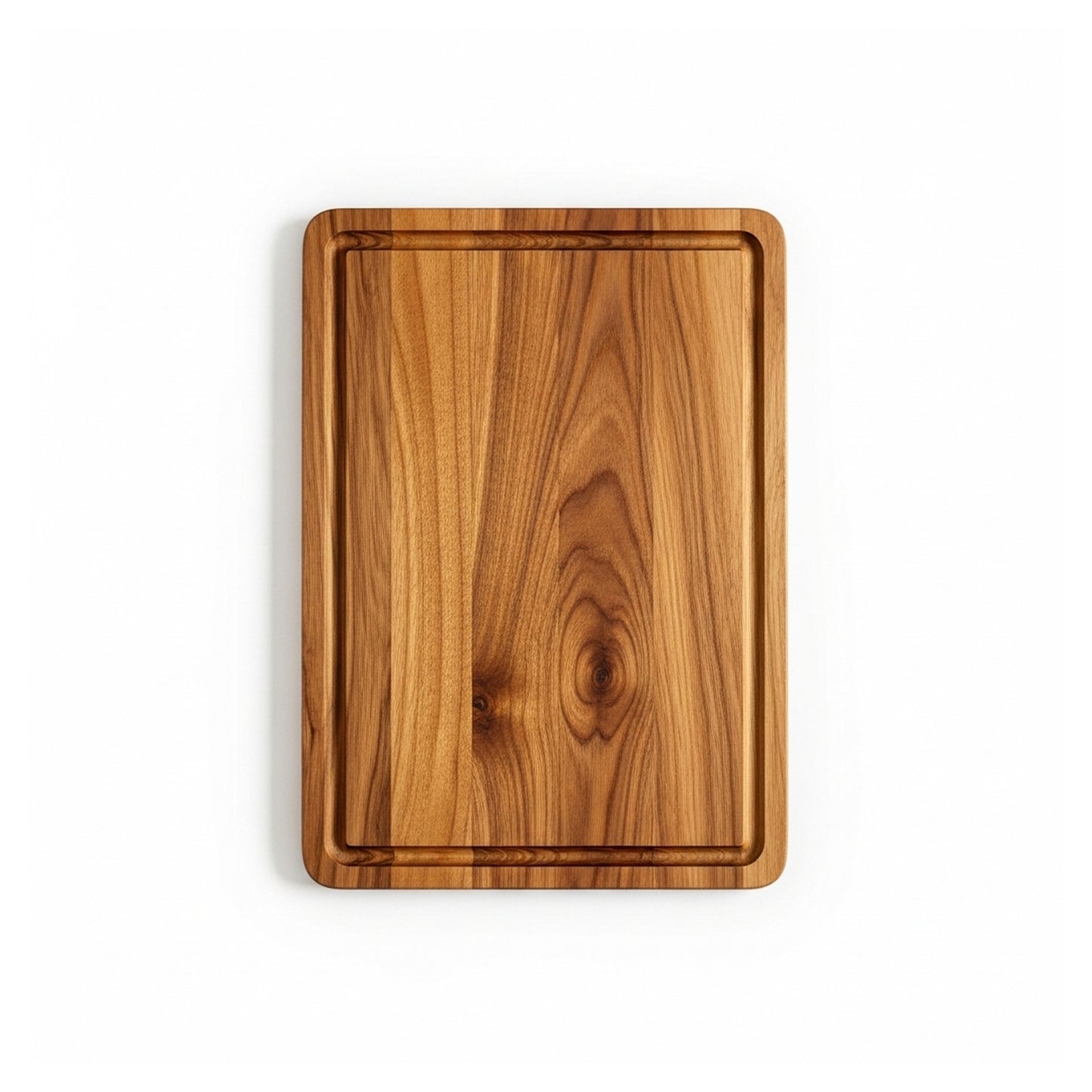 Product hero image of the wooden carving board on a white background, showing the juice groove and wood grain clearly.